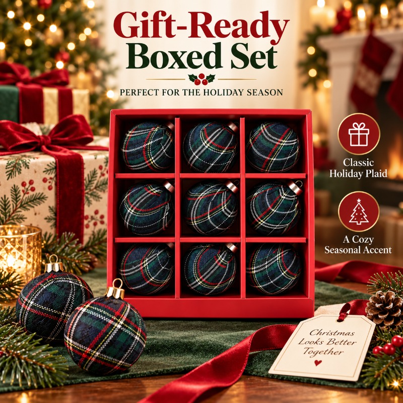 9Pcs 8cm Fabric Wrapped Plaid  - đánh giá và giá Gift Box Wrap Set