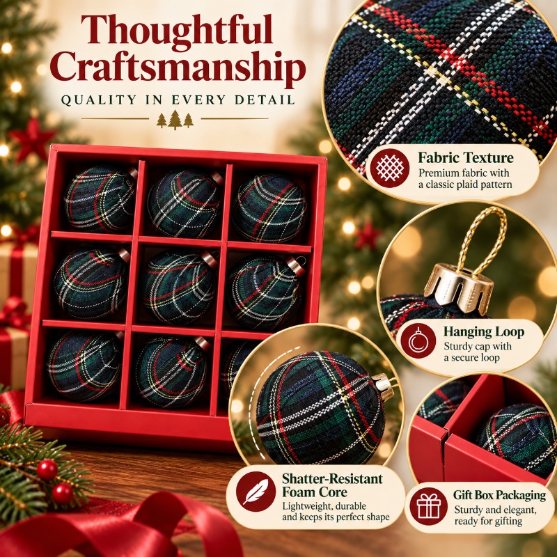 9Pcs 8cm Fabric Wrapped Plaid  - đánh giá và giá Gift Box Wrap Set