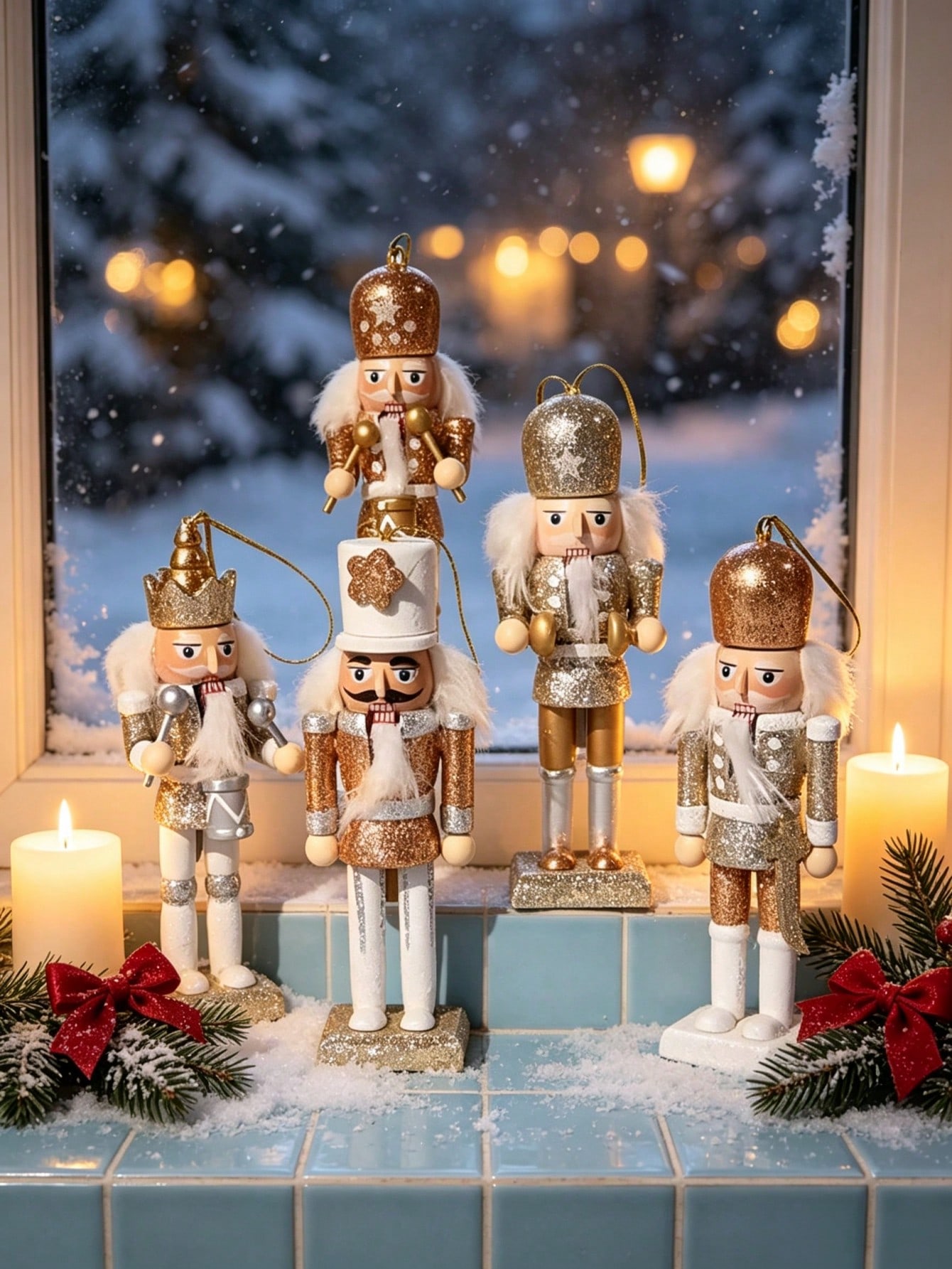 5pcs Champagne Gold Glitter Nu - đánh giá và giá Nutcracker Figurine