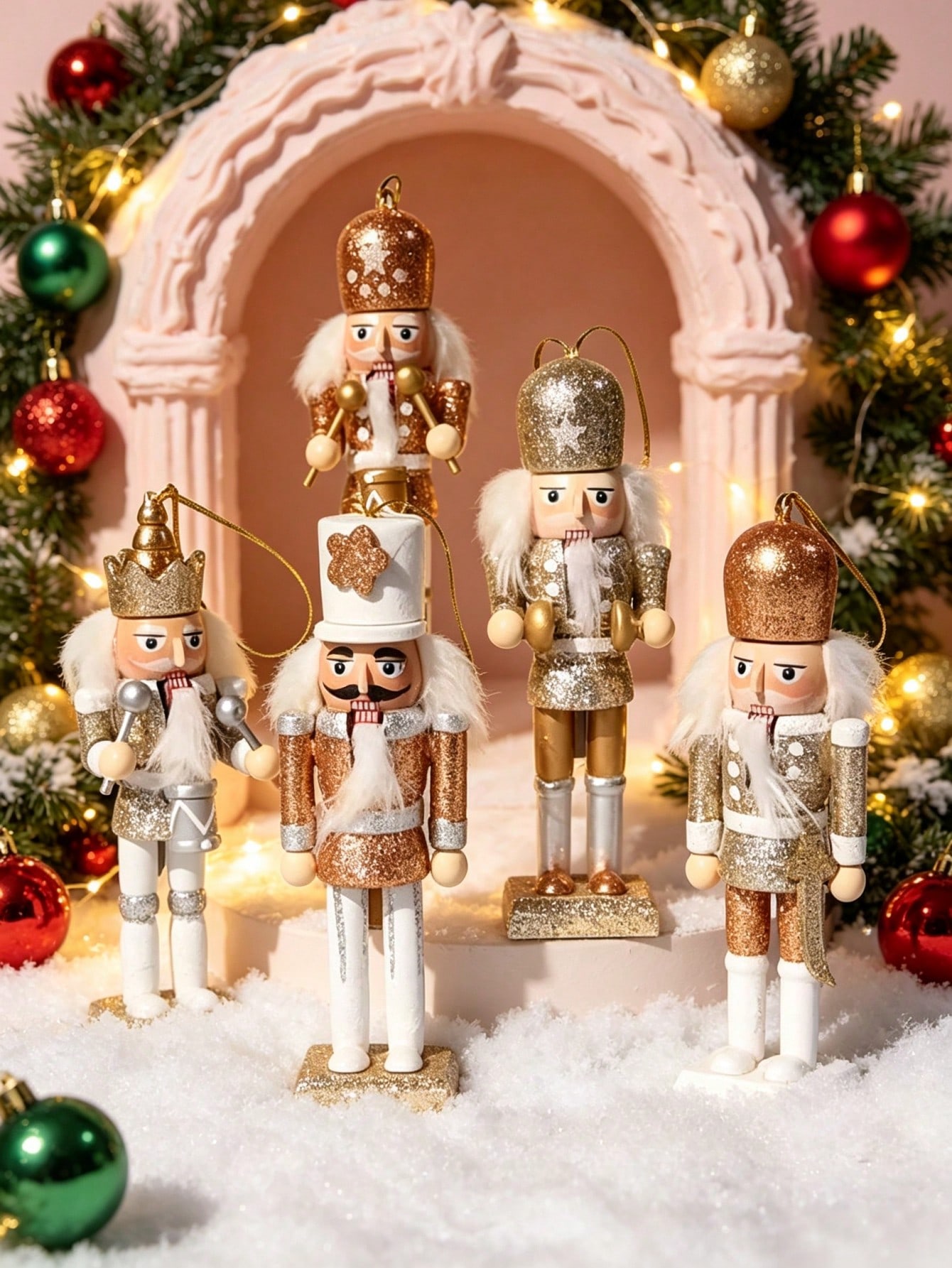 5pcs Champagne Gold Glitter Nu - đánh giá và giá Nutcracker Figurine