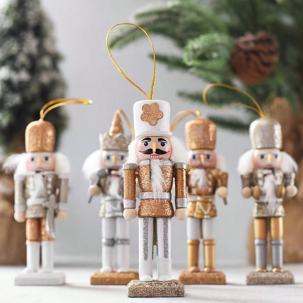 5pcs Champagne Gold Glitter Nu - đánh giá và giá Nutcracker Figurine